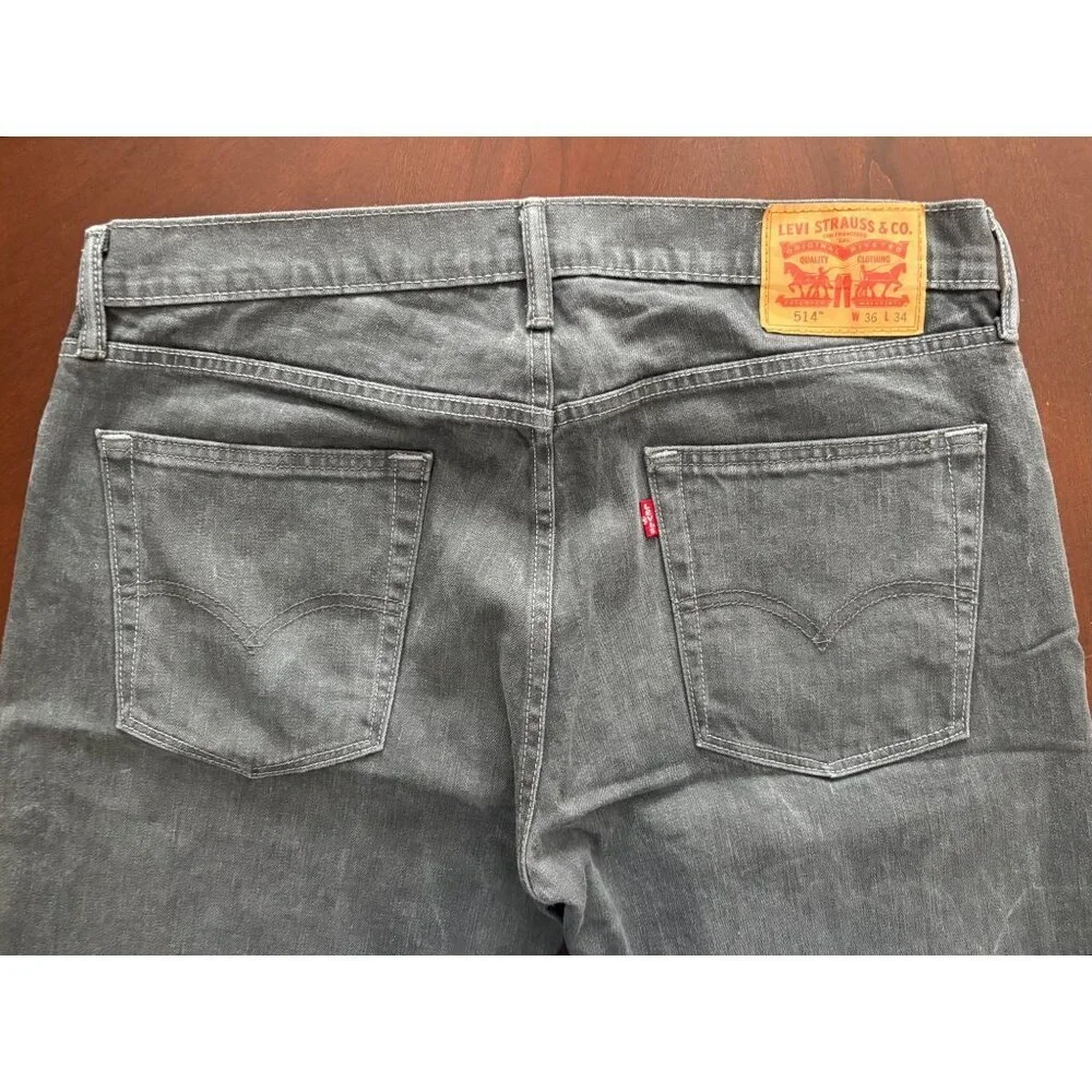 Levi’s 514 Straight Fit Straight Leg Gray Stretch Jeans Men’s 36 x 34